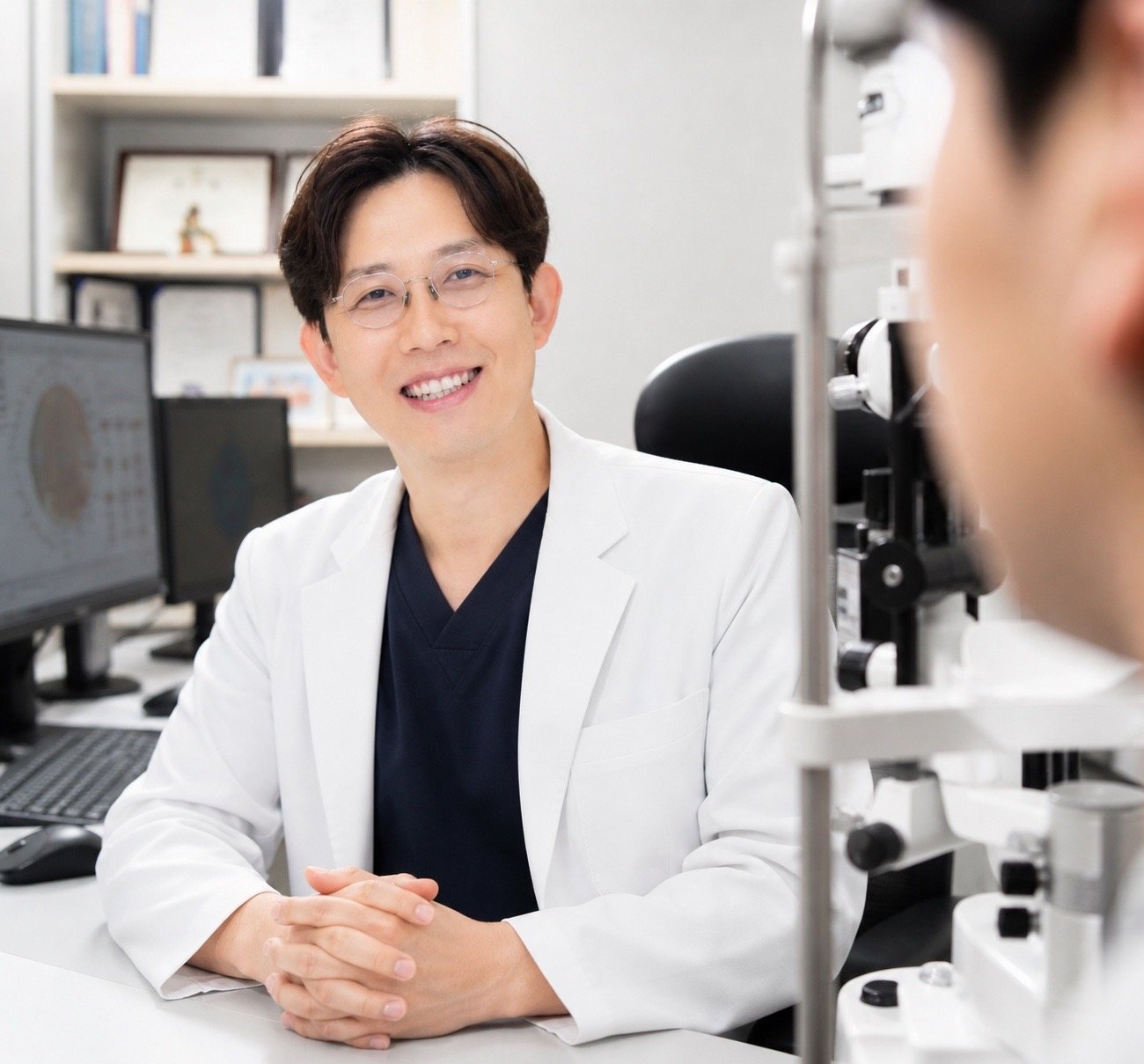 애프터눈안과 진료실에서 환자를 진료하는 송동훈 원장